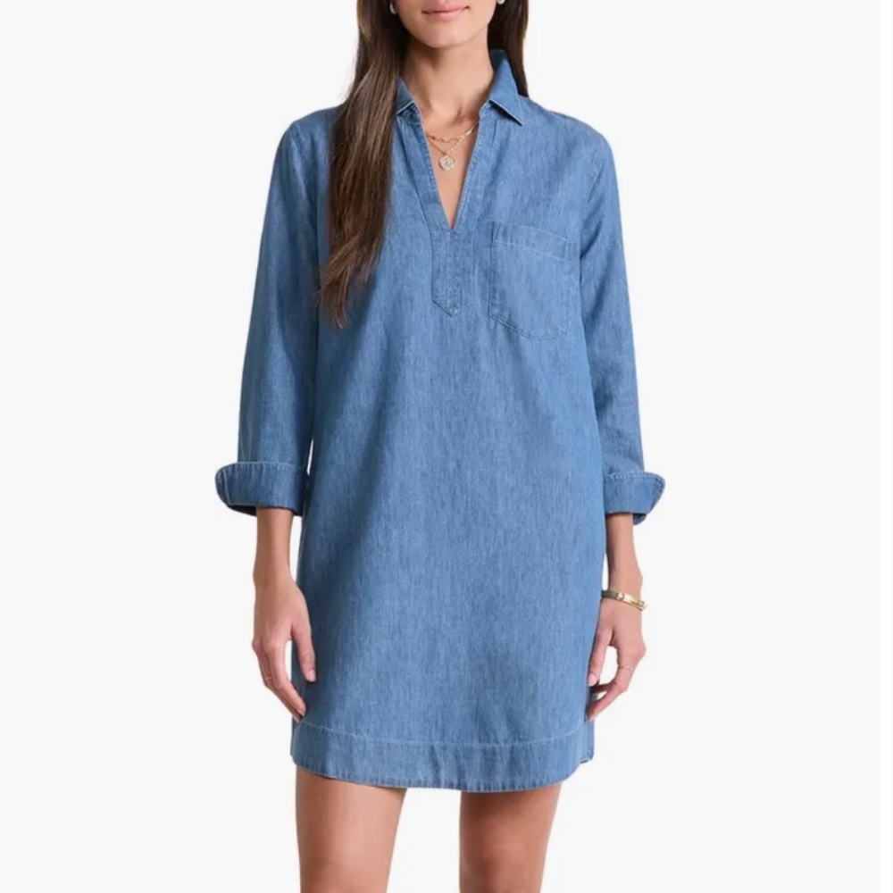 NWT Vineyard Vines Light Blue Denim Tunic Dress - Long Sleeve XL - Picture 14 of 16